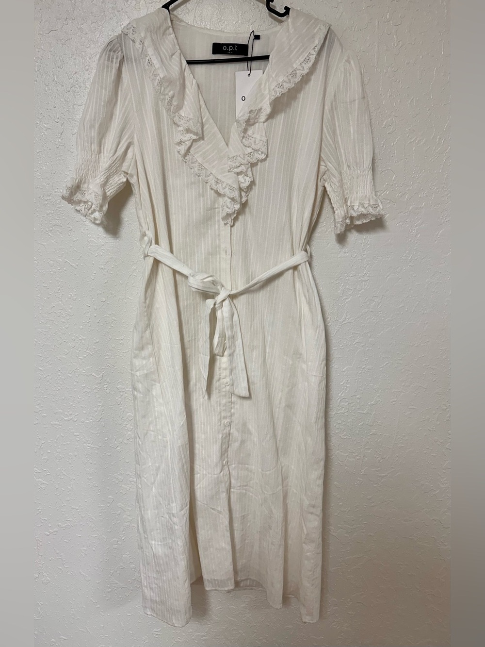✨ NWT o.p.t "Vida" White Cotton Ruffle Midi Dress - Size Large ✨
